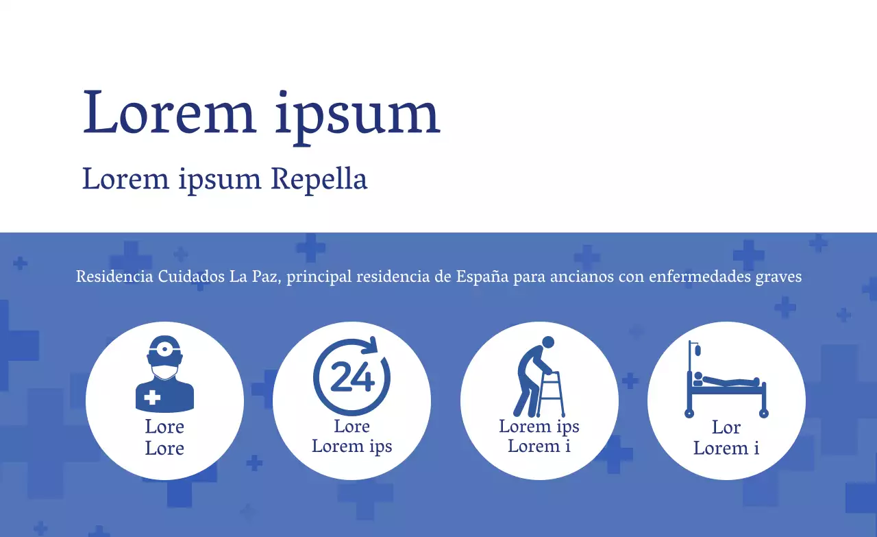 Icono azul simple etiqueta de residencia de ancianos