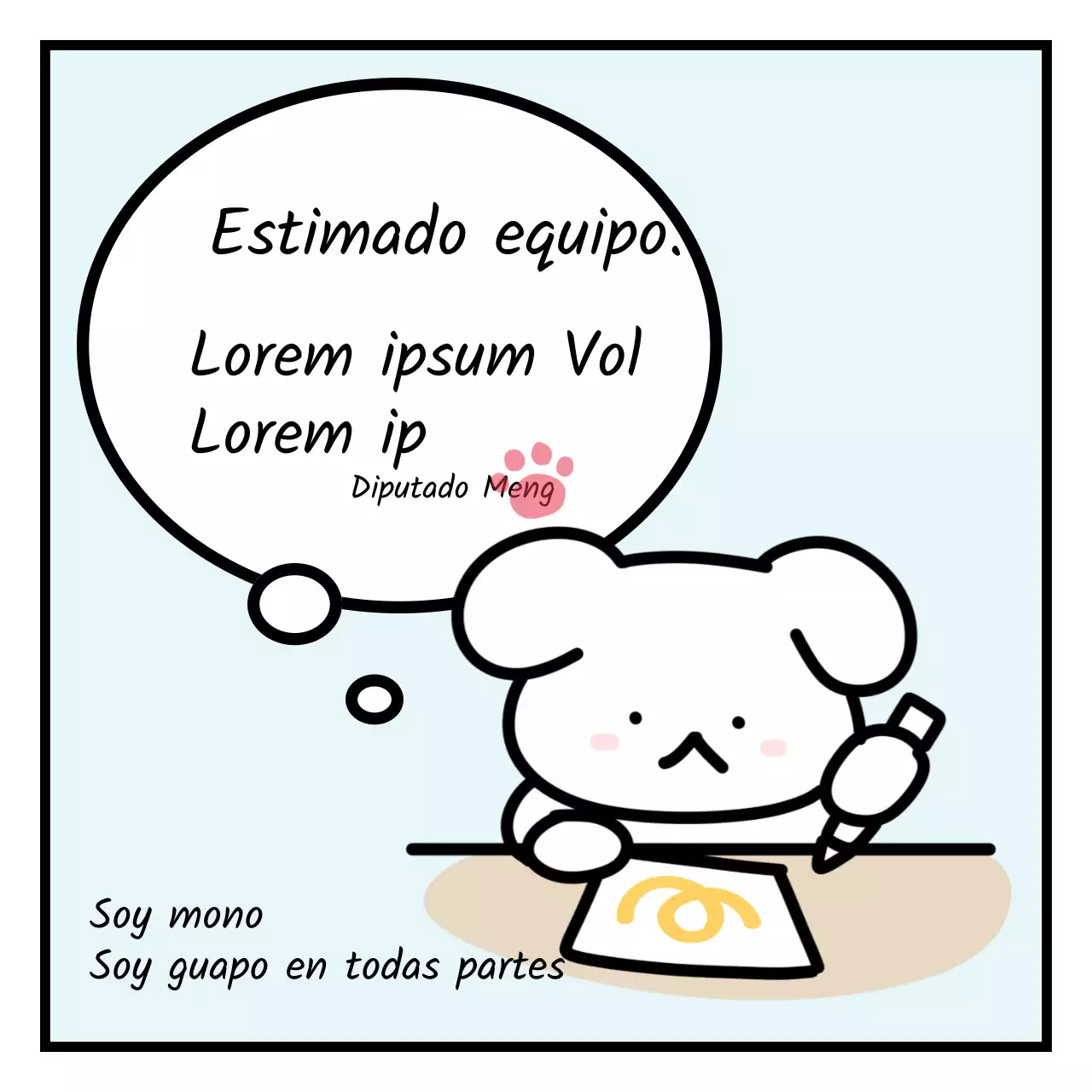 Tuit de dimisión en forma de emoji con un perro celeste y blanco