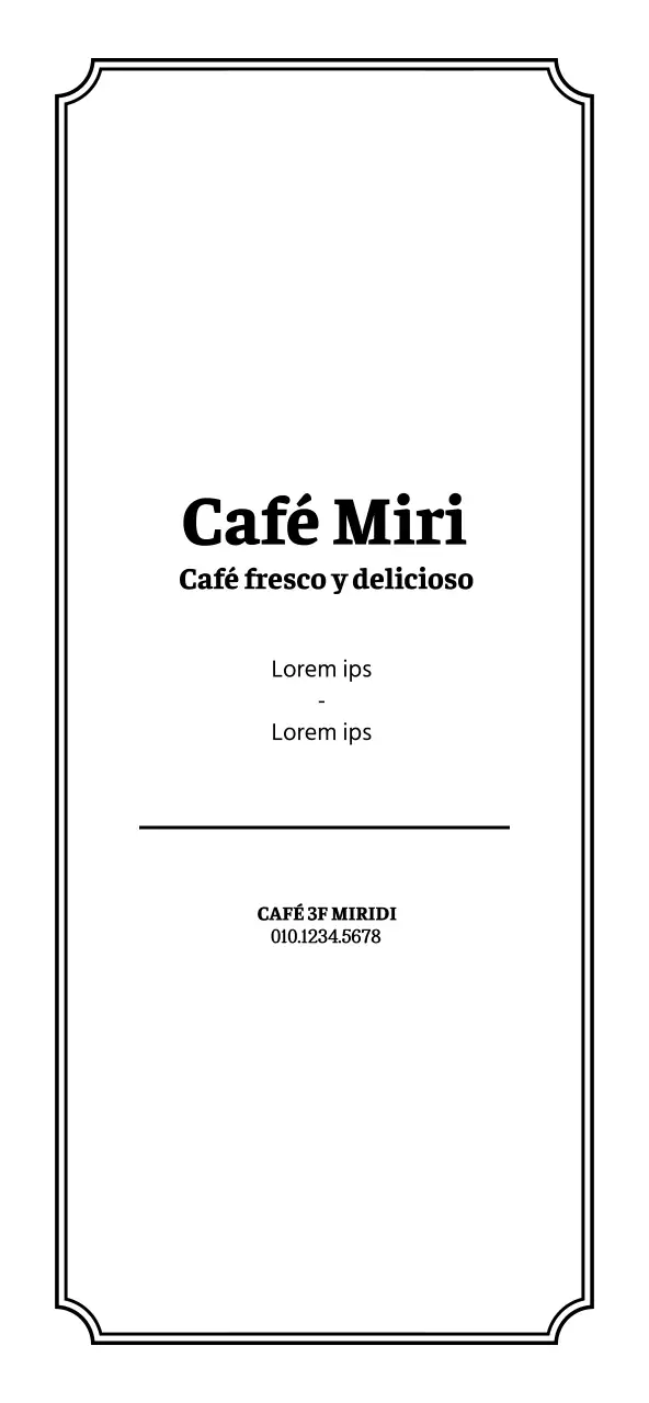 Precios de menú de cafetería de estilo sencillo y limpio en blanco y negro