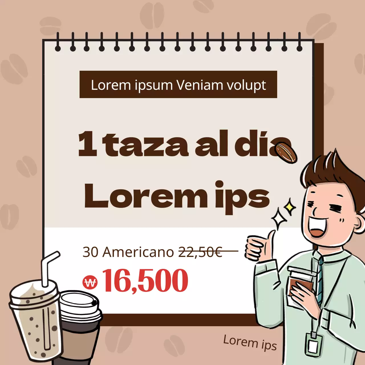 Ilustraciones en color café Suscripción a eventos con tema de café