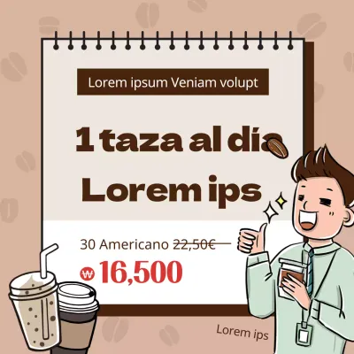 Ilustraciones en color café Suscripción a eventos con tema de café