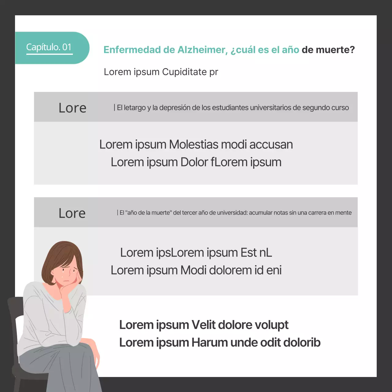 Ilustración fotográfica gris y menta de la vida universitaria con dos botellas tarjetaNoticias
