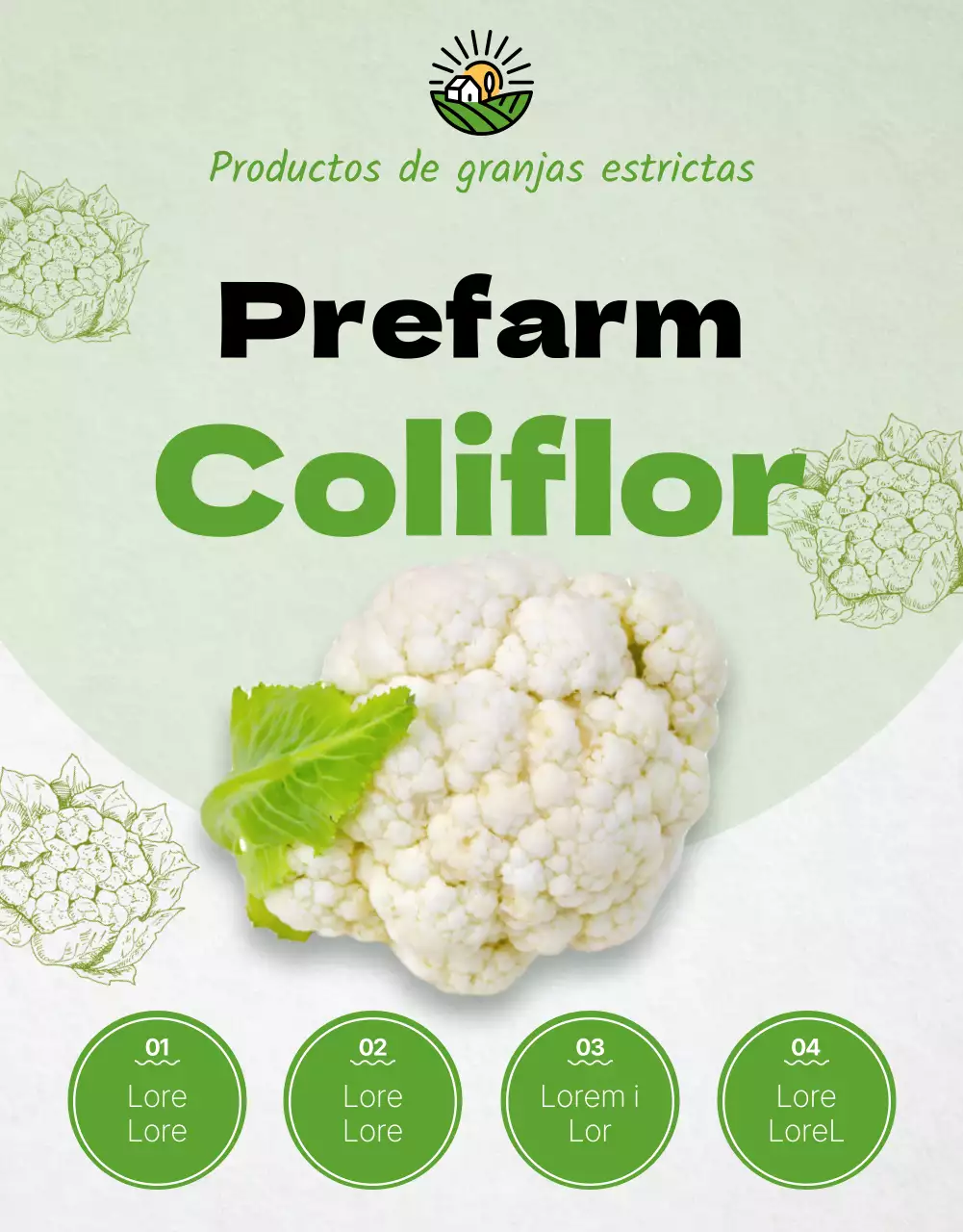 Coliflor sana con un tema verde chartreuse