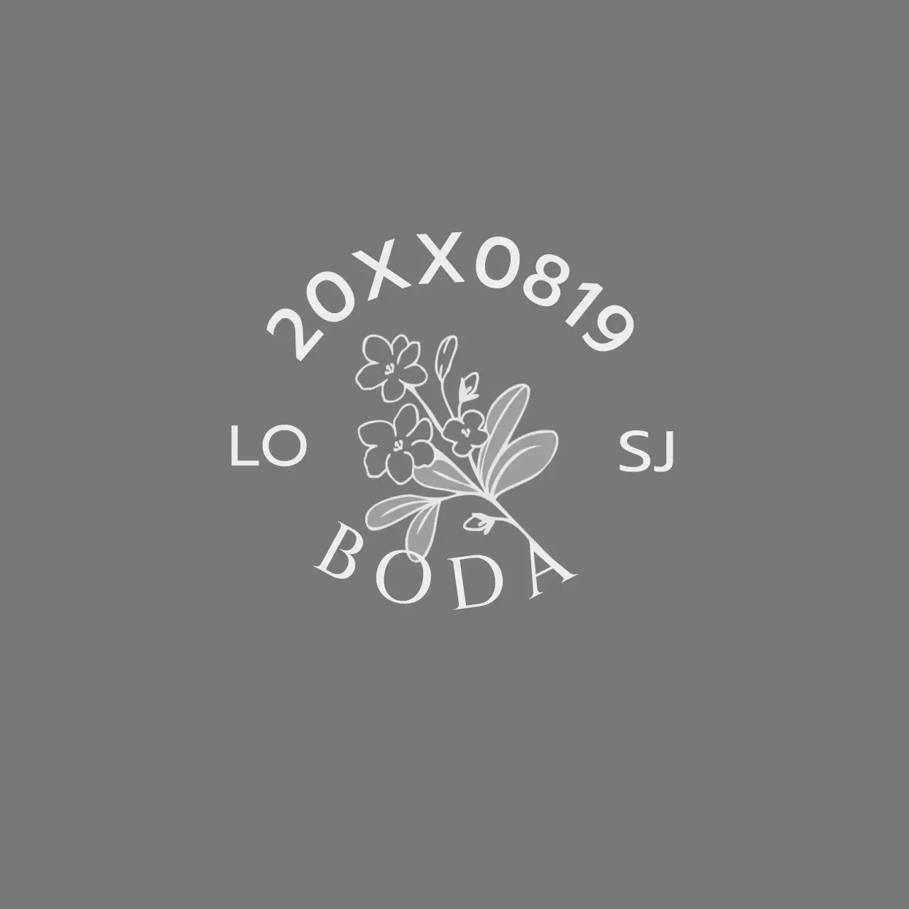 Para una invitación de boda con una ilustración de flores y pájaros en gris oscuro