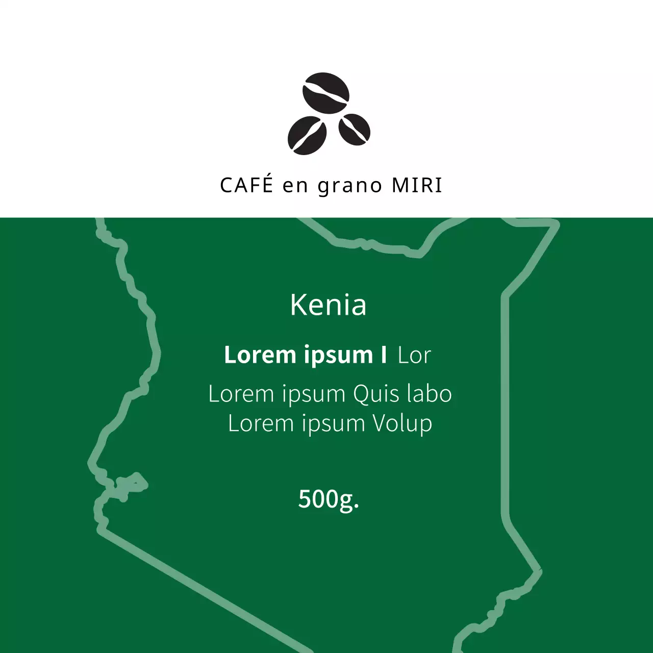 Ilustración verde limpio café café etiqueta de grano