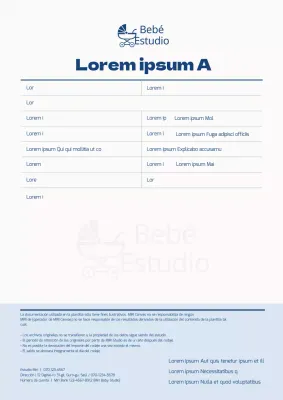 Contrato de sesión fotográfica en estudio para bebé azul