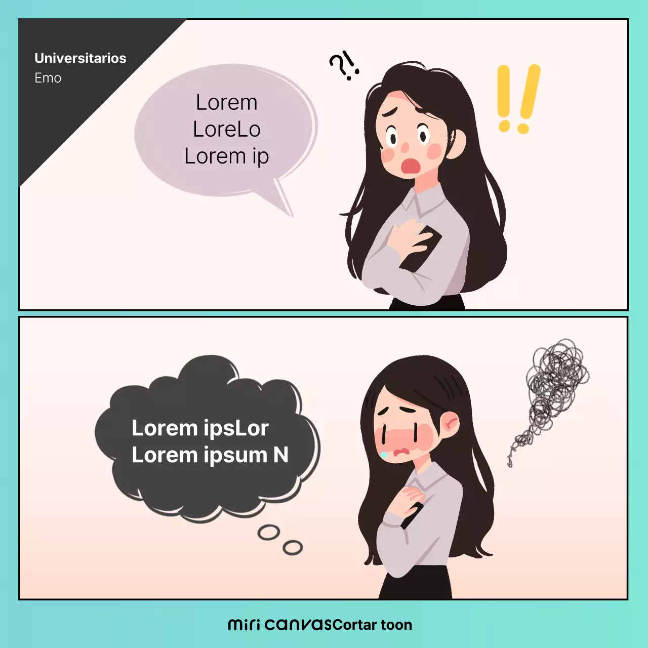 Promueva el pre-lienzo estilo webtoon con un fondo color menta e ilustraciones