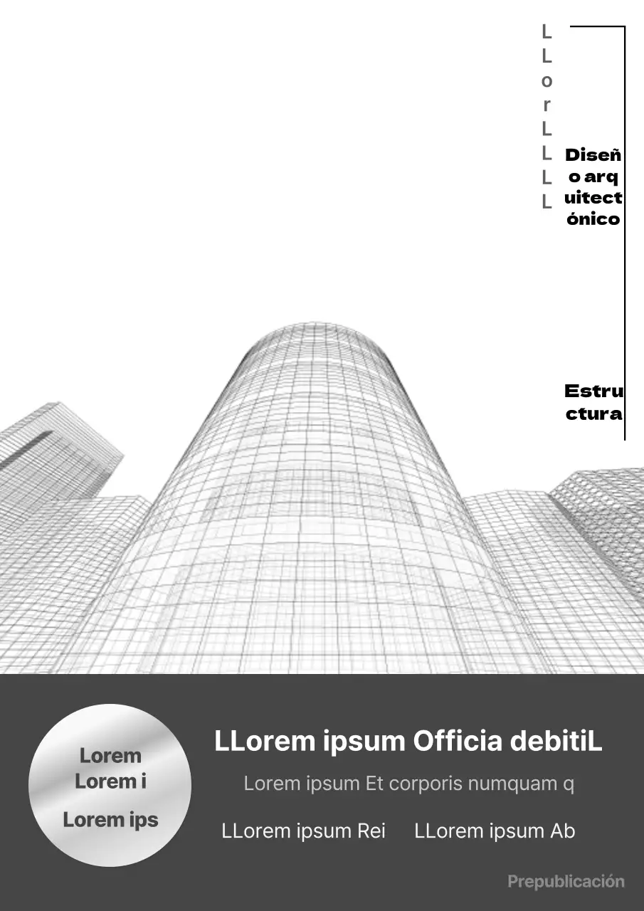 Portada de diseño arquitectónico con una ilustración arquitectónica sobre fondo blanco