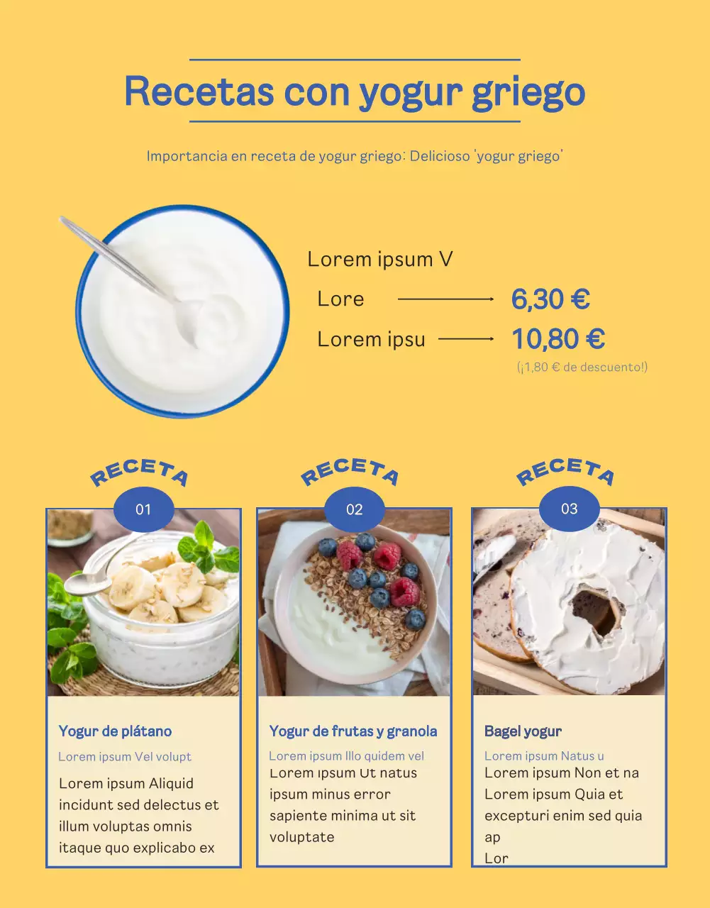 Yogur griego azul amarillo vivo limpio página detallada