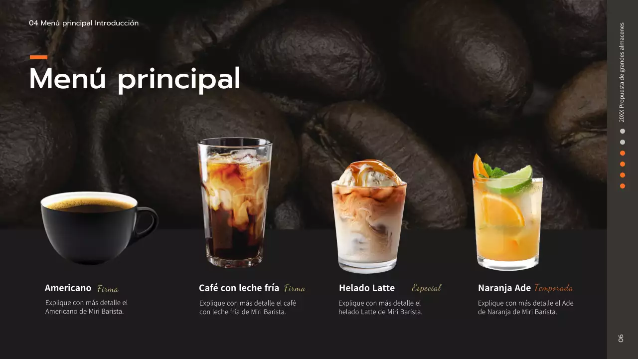 Presentación de la propuesta de unos grandes almacenes Brown Simple para una cafetería