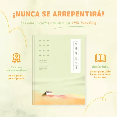 Promoción tenue de un libro con fondo amarillo y texto naranja V1