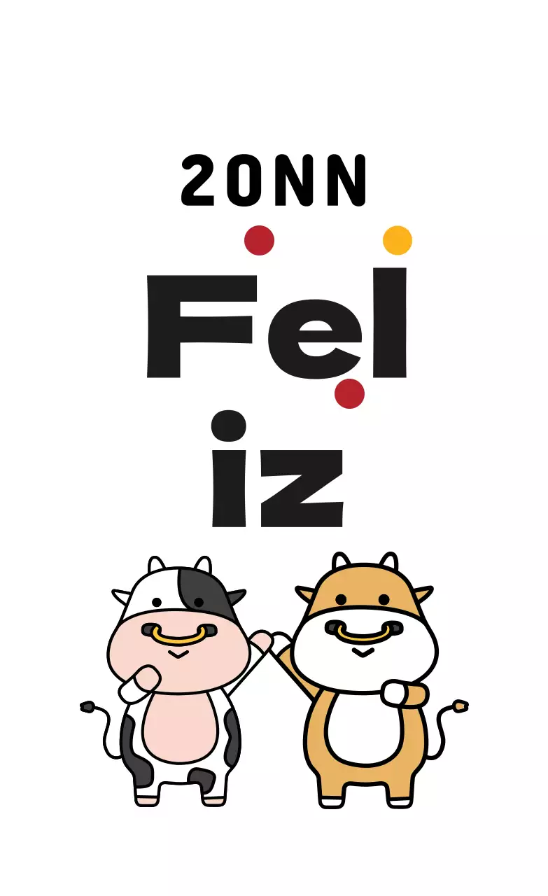 Simpática etiqueta de felicitación de Año Nuevo con ilustración en blanco