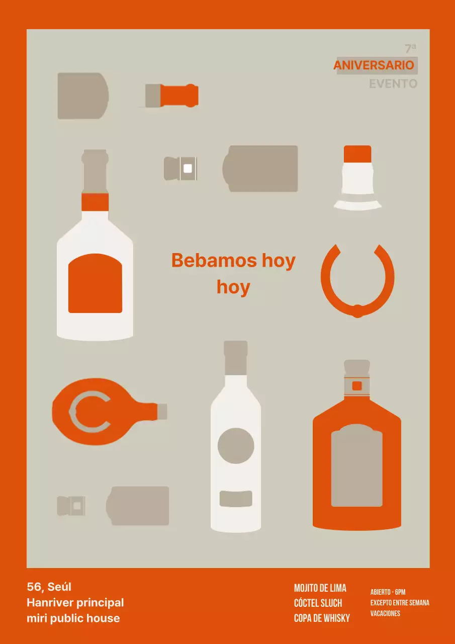 Cartel web para Hope, un bar sencillo y moderno de estilo pub en naranja y marrón.