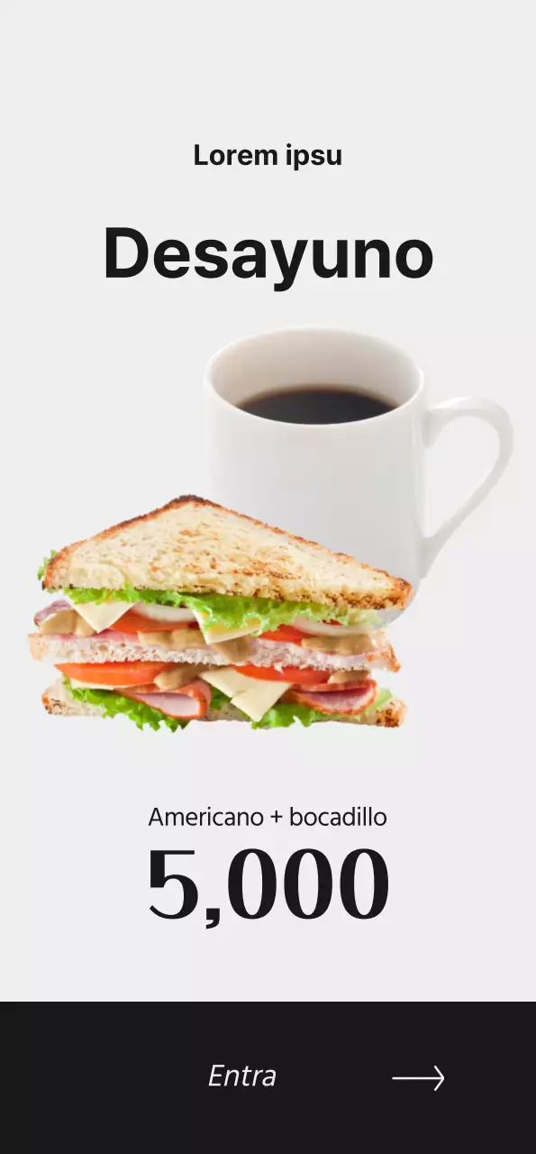 Promocione su cafetería con imágenes de café y fuente negra para un aspecto limpio