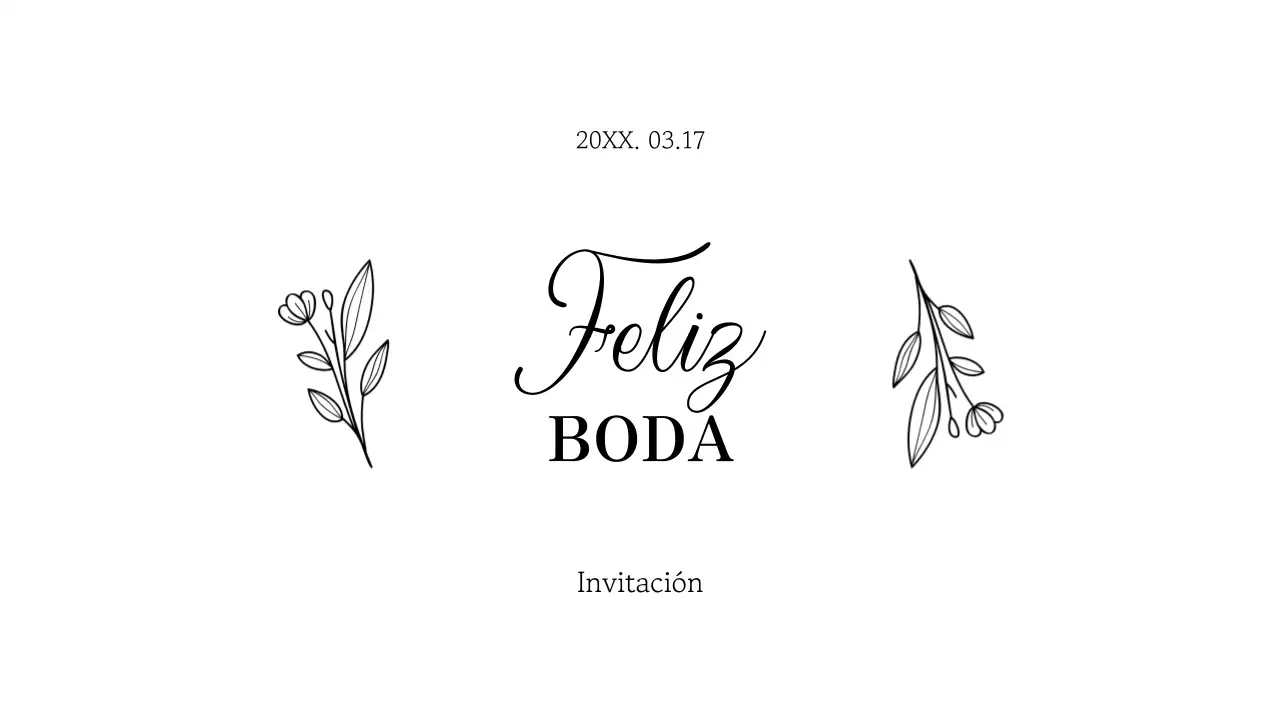 Un elegante sobre de invitación de boda con texto en negro e ilustraciones florales.