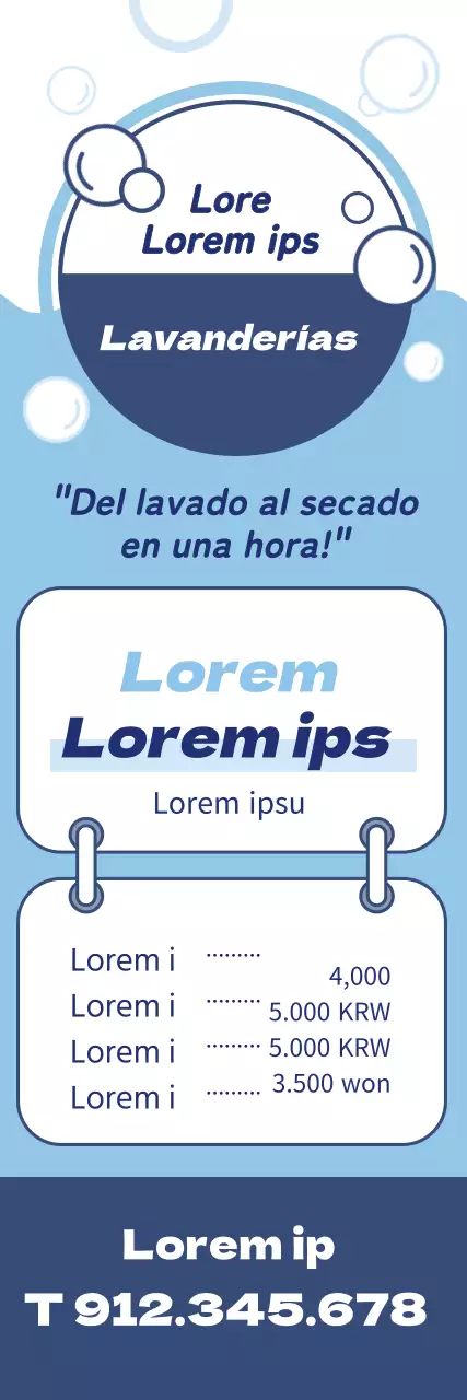 La ilustración azul promueve una lavandería limpia