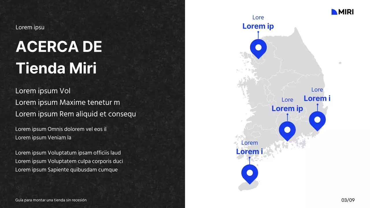 Guía para crear un centro comercial con una combinación de colores blanco, azul y negro y un diseño cuadriculado