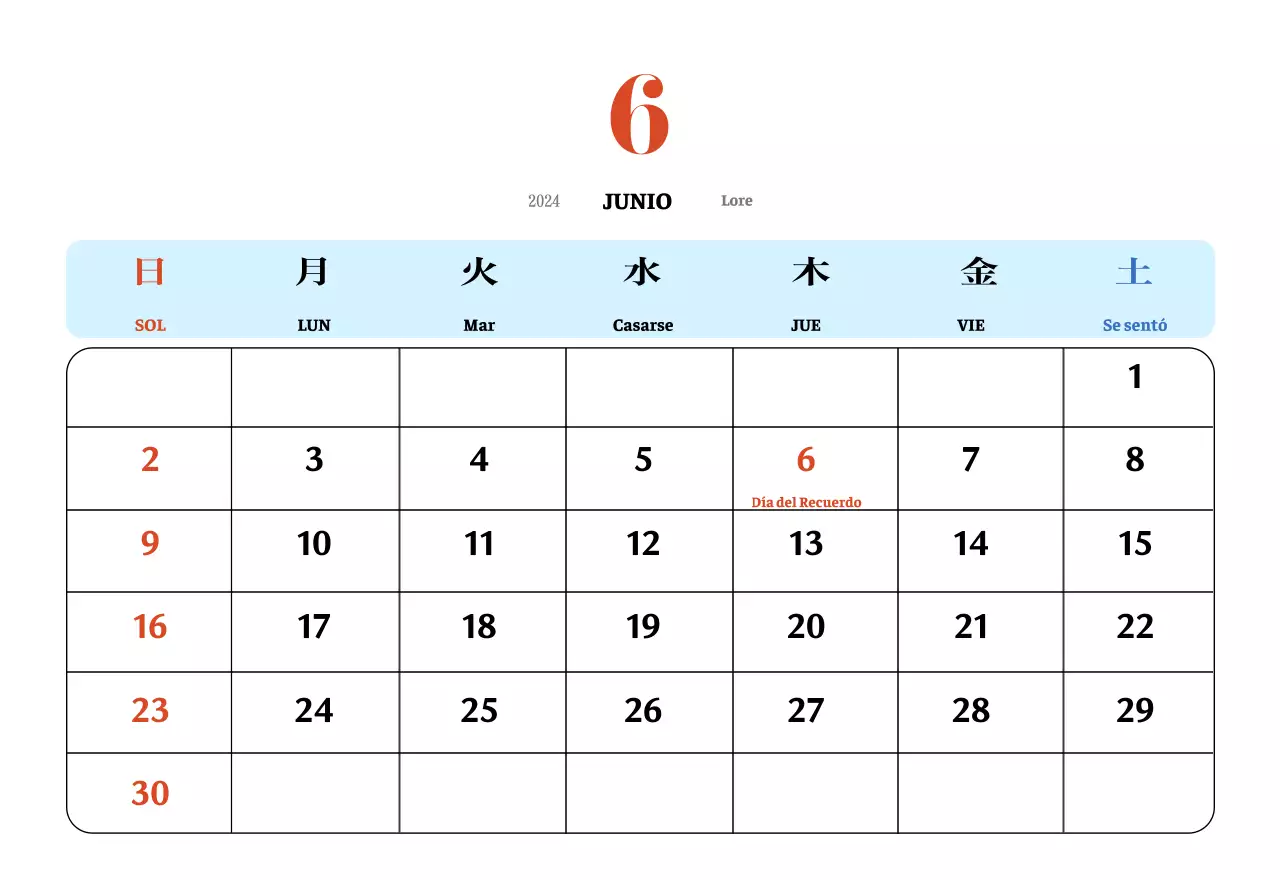 Calendario nostálgico de concepto retro en rojo y azul