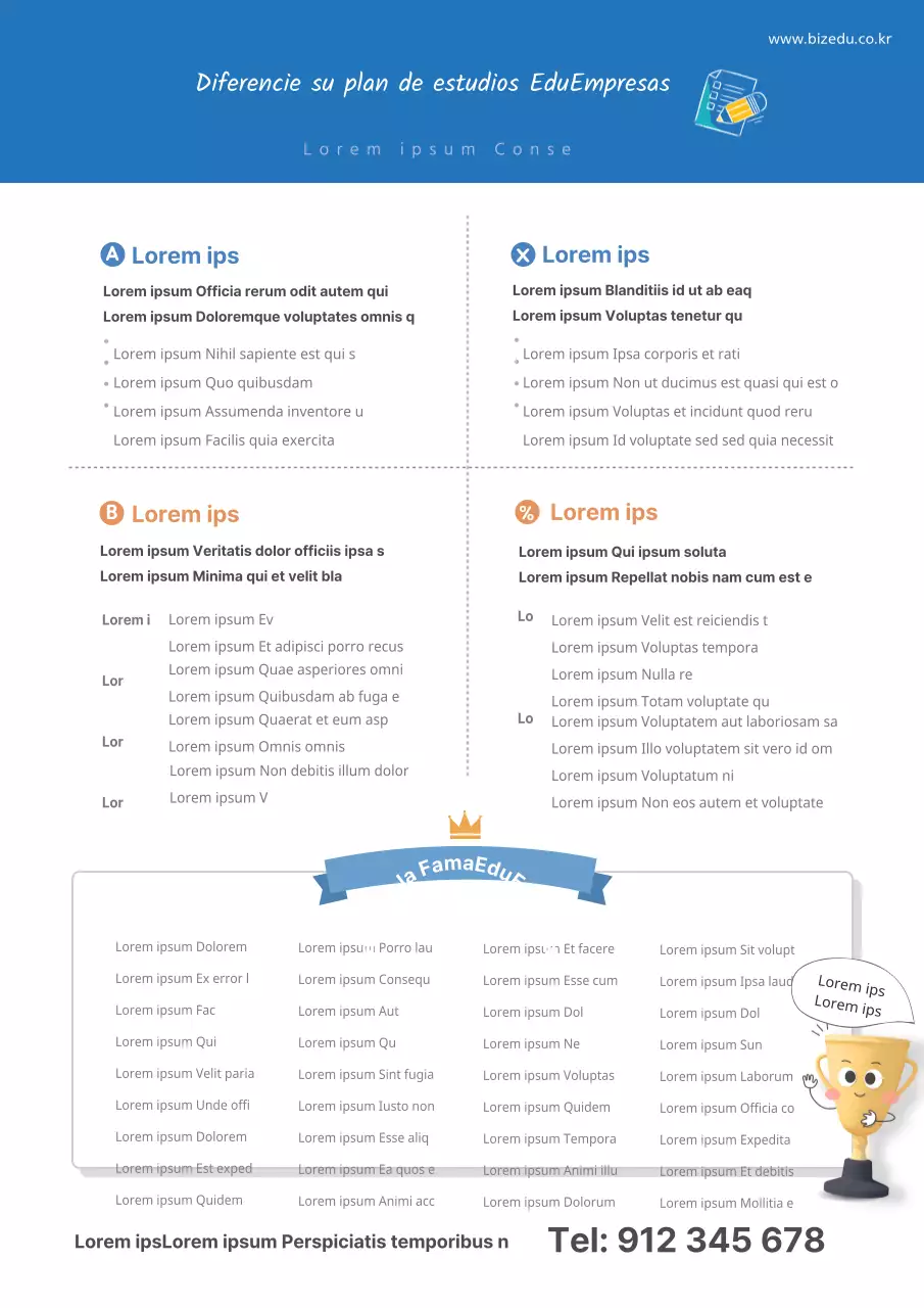 Una descripción de la escuela en texto azul con una lista de los candidatos seleccionados