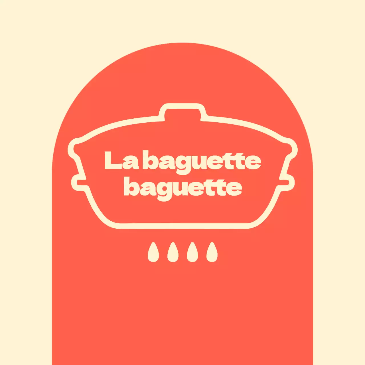 Tienda de baguettes de la abuela balsa con formas arqueadas rojas sobre fondo marfil