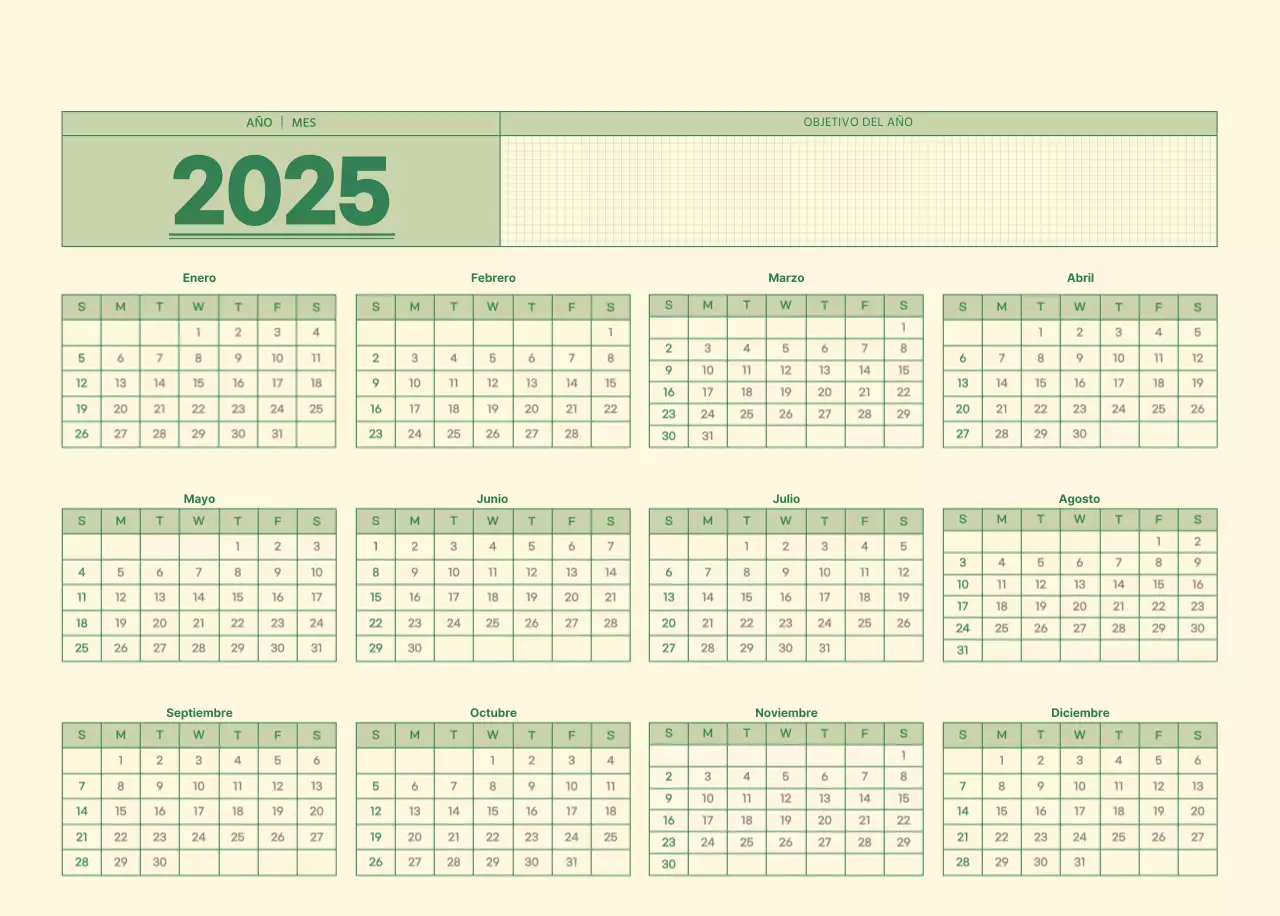SAT Calendario de pared con concepto de bloc de notas del día D en verde y amarillo claro
