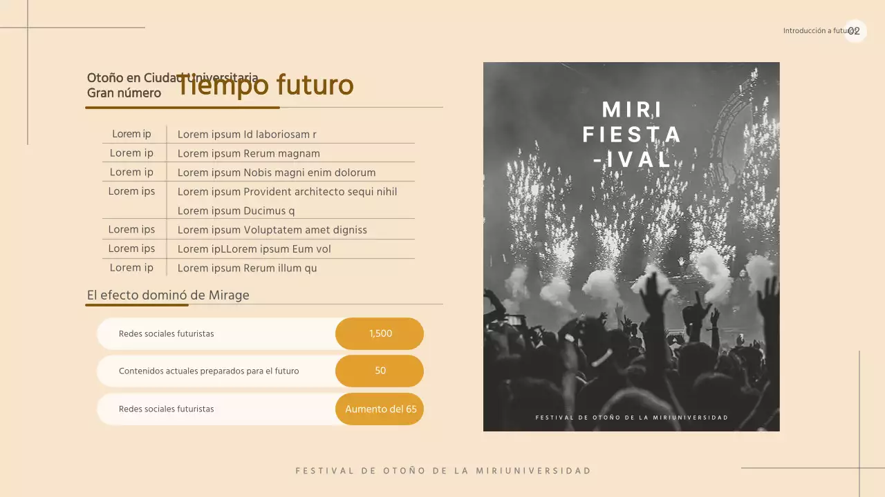 Propuesta sencilla de patrocinio de un festival universitario en beige y blanco y negro