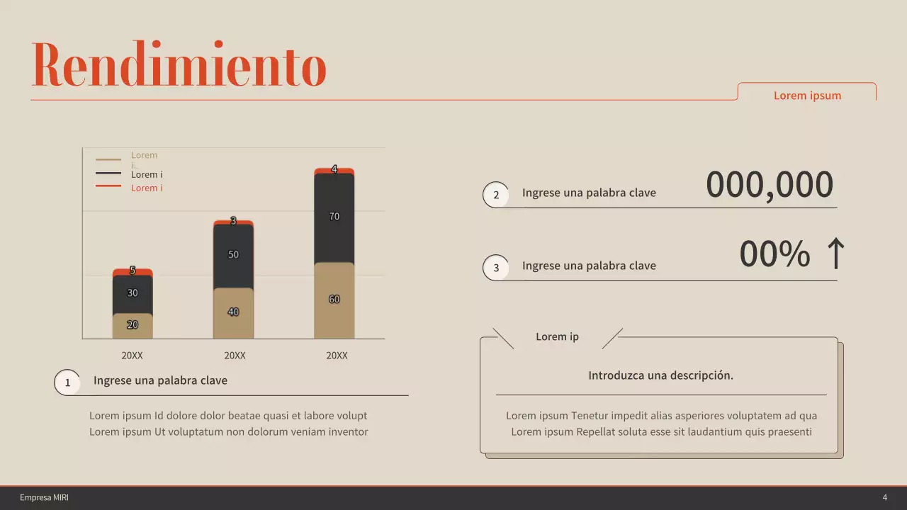 Acentos de color naranja con marrón y beige Cuadro de mando sencillo
