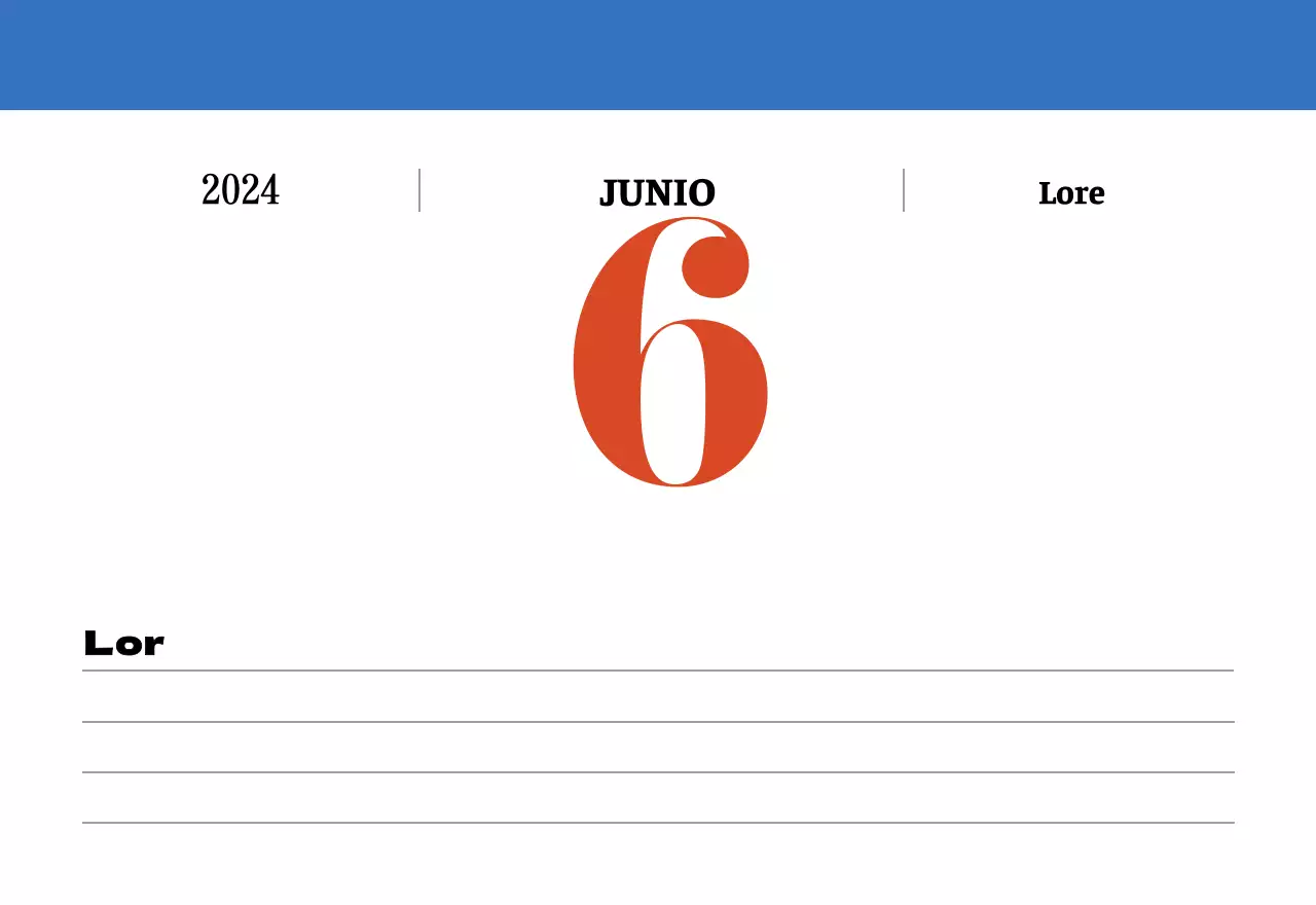Calendario nostálgico de concepto retro en rojo y azul