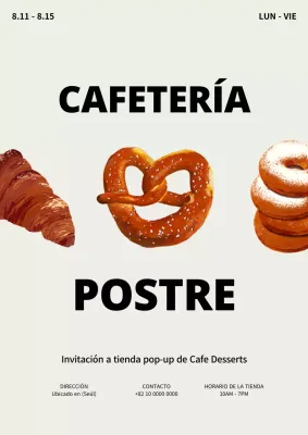 Cartel de una panadería pop-up store de temática beige