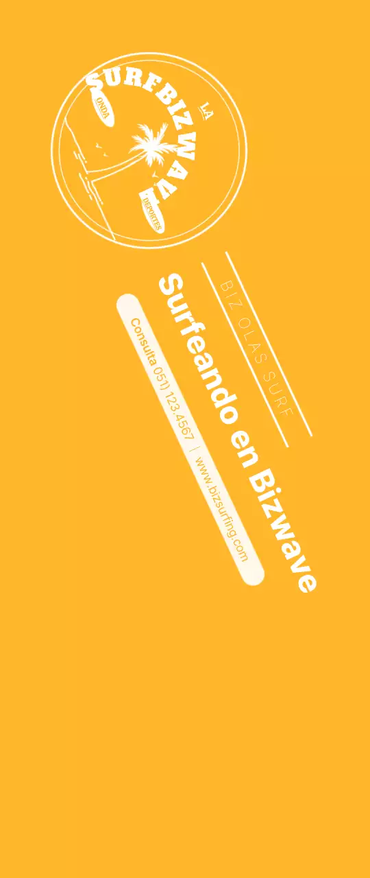 Un sencillo logotipo azul y amarillo con el emblema del surf para promocionar la tienda.