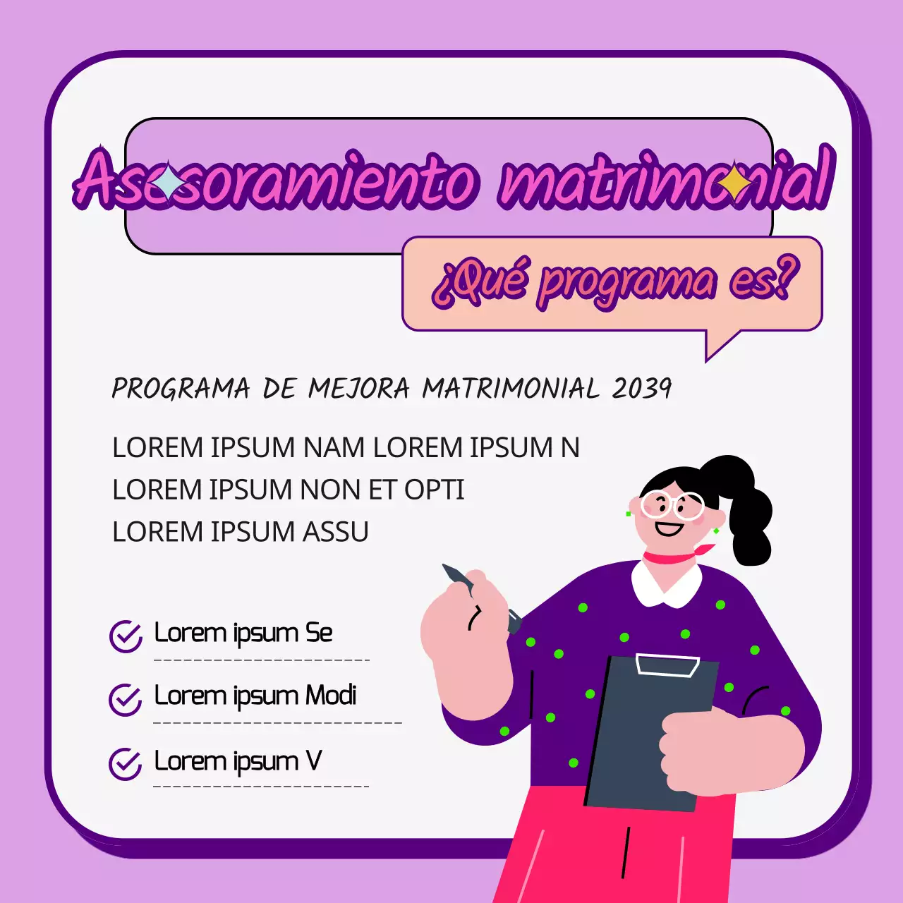 Promover una preciosa asesoría de pareja rosa y morada