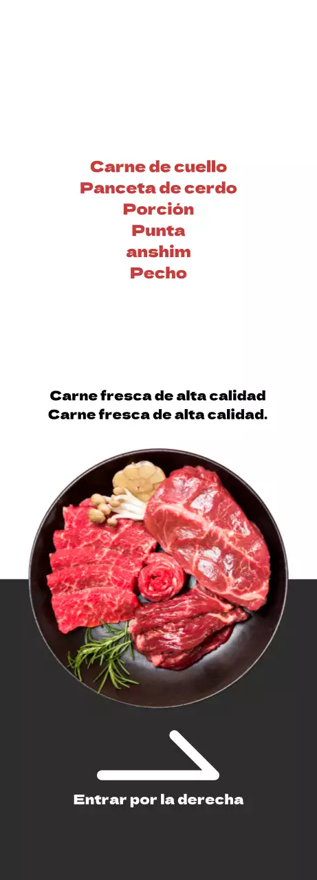 Promocione su carnicería con un aspecto limpio en blanco y gris