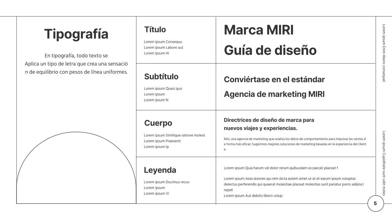 Directrices de diseño de marca para un módulo minimalista con líneas blancas y negras
