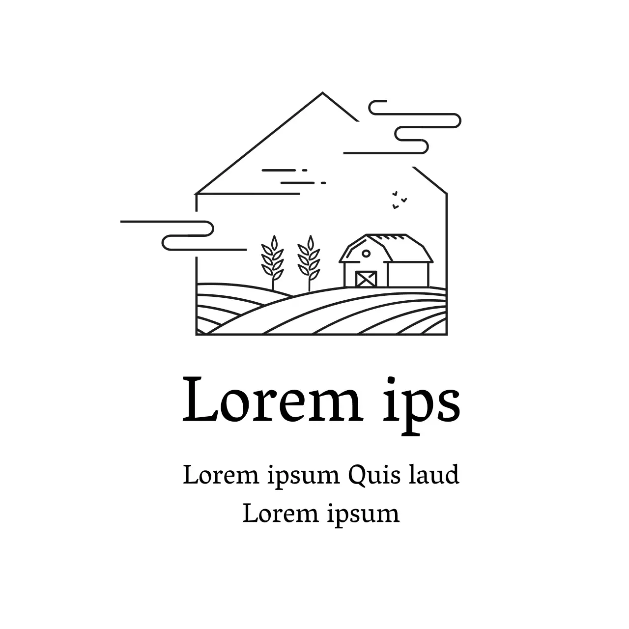 Ilustración en blanco etiqueta publicitaria de molino de alimentos limpios