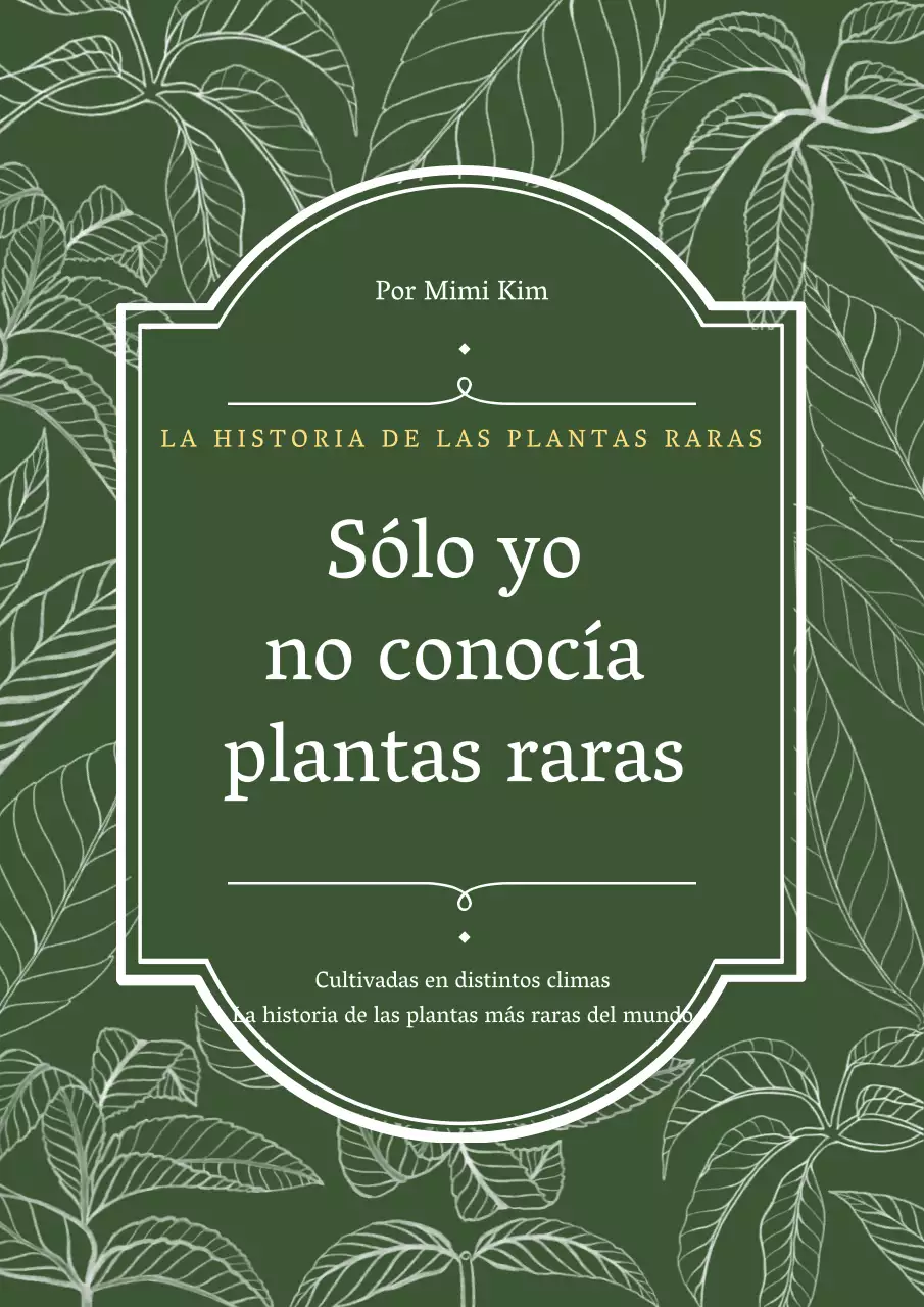 Raro libro de plantas con motivos de hojas verdes