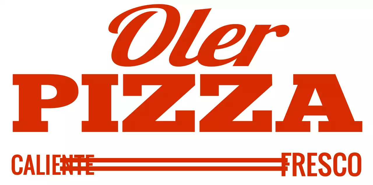 Rojo y blanco simple texto moderno énfasis logotipo tipo de estilo para la promoción de una pizzería