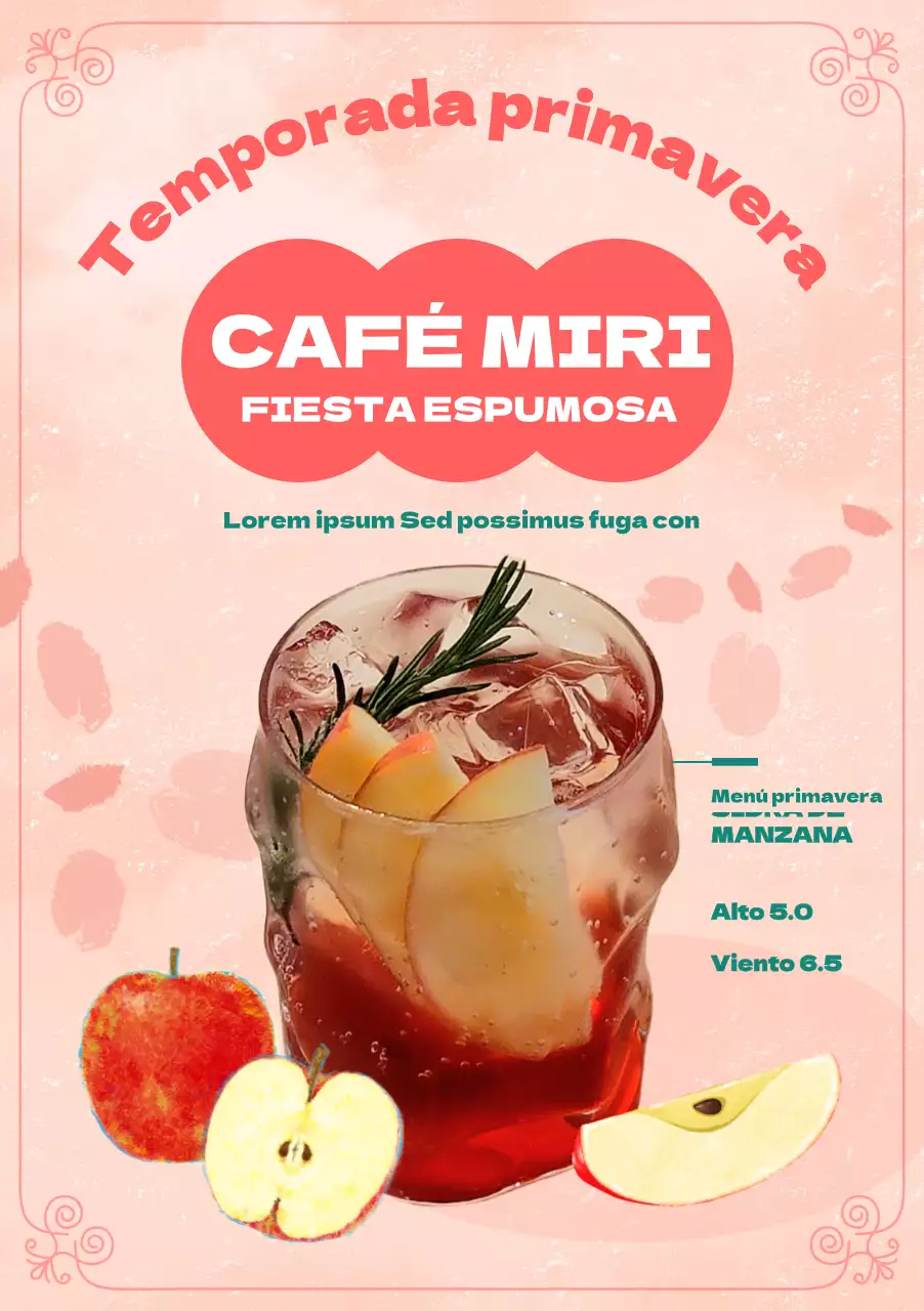 Promocione el nuevo menú de su cafetería con un fondo rosa primaveral