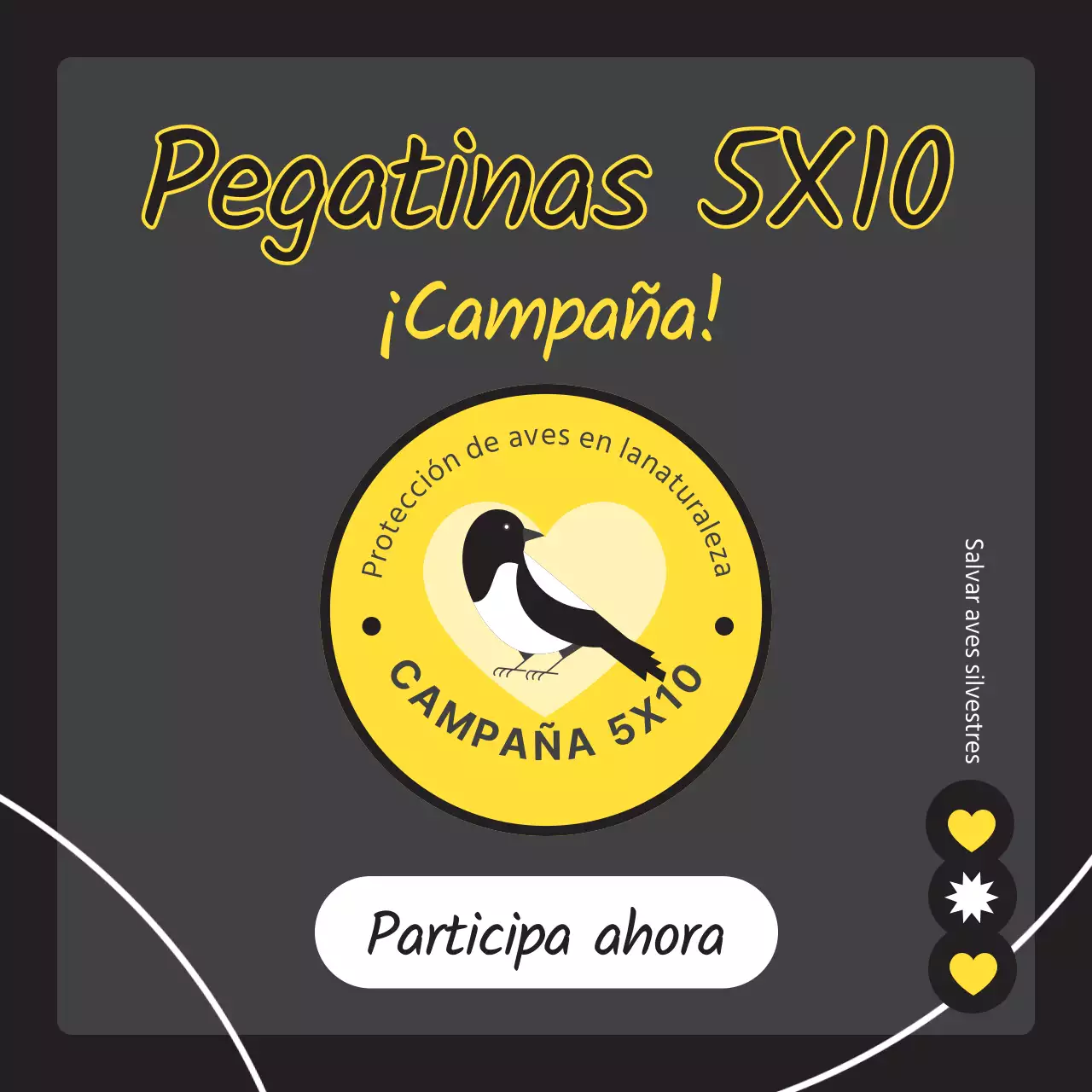 Consigue un sencillo pájaro salvaje en negro y amarillo