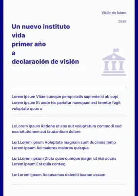 Una sencilla declaración de visión conceptual en azul marino y blanco