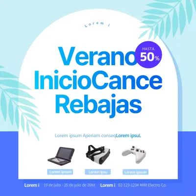 Banderola cuadrada azul veraniega