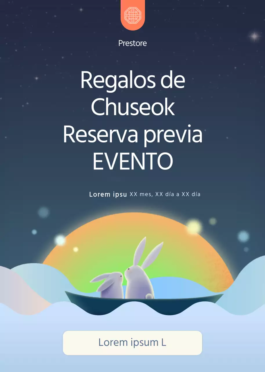 Simpática ilustración de un conejo en una ventana emergente de un evento de pre-reserva del Obon navy