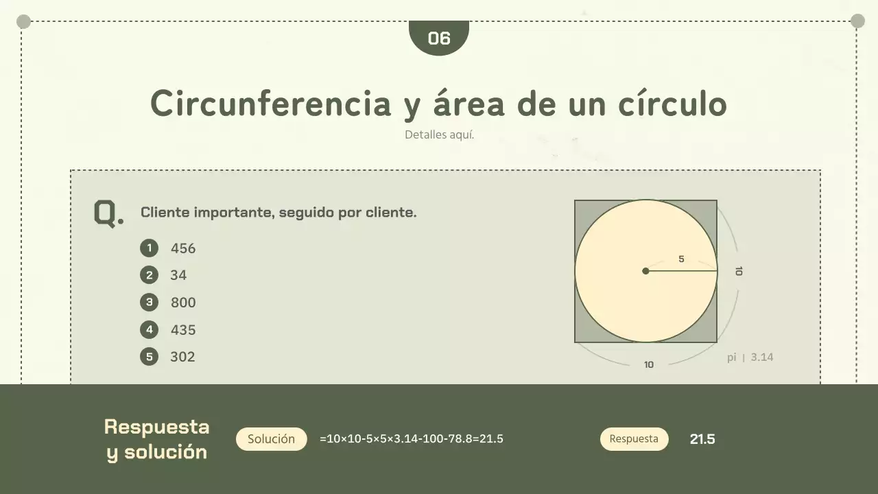 Conceptos de geometría simple verde Circunferencia y día de la tarta