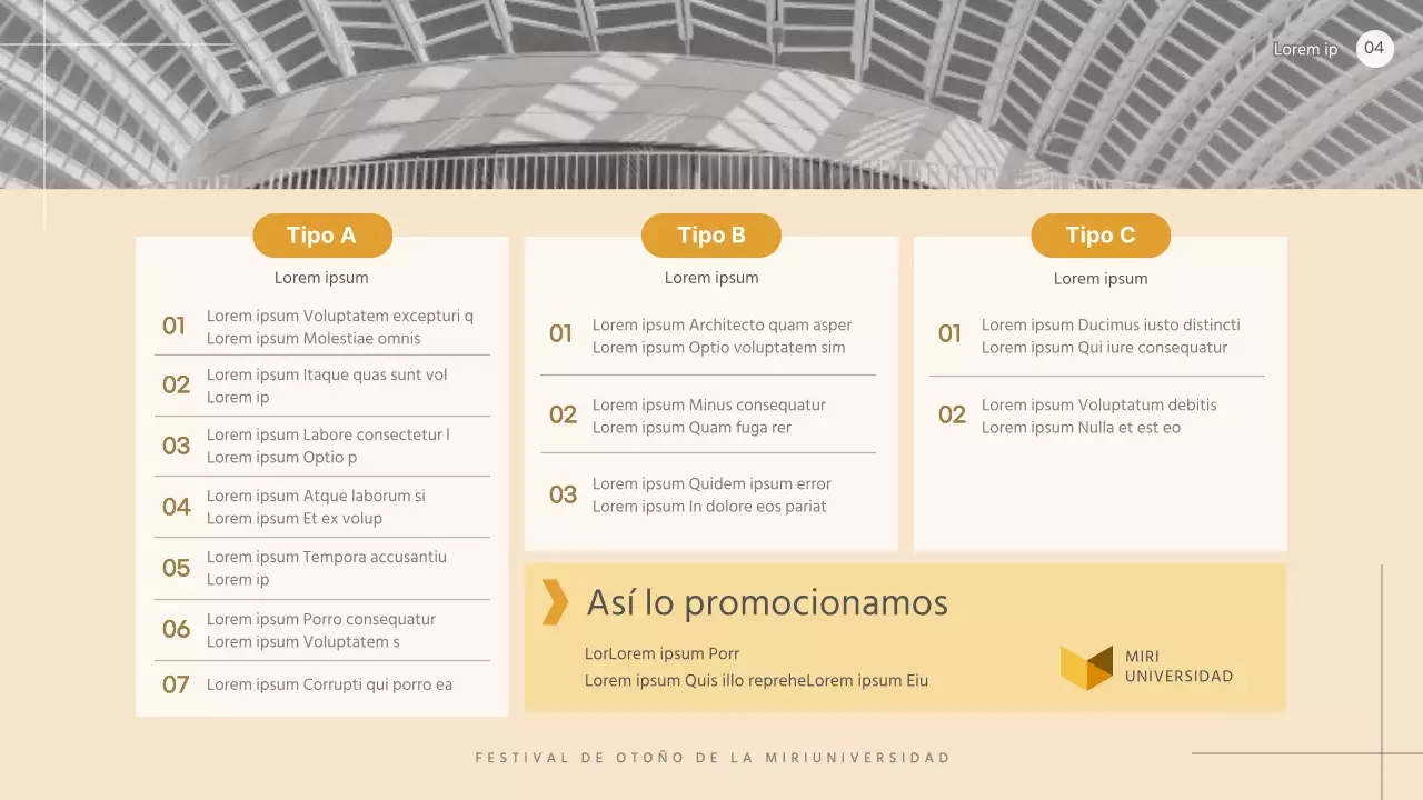 Propuesta sencilla de patrocinio de un festival universitario en beige y blanco y negro