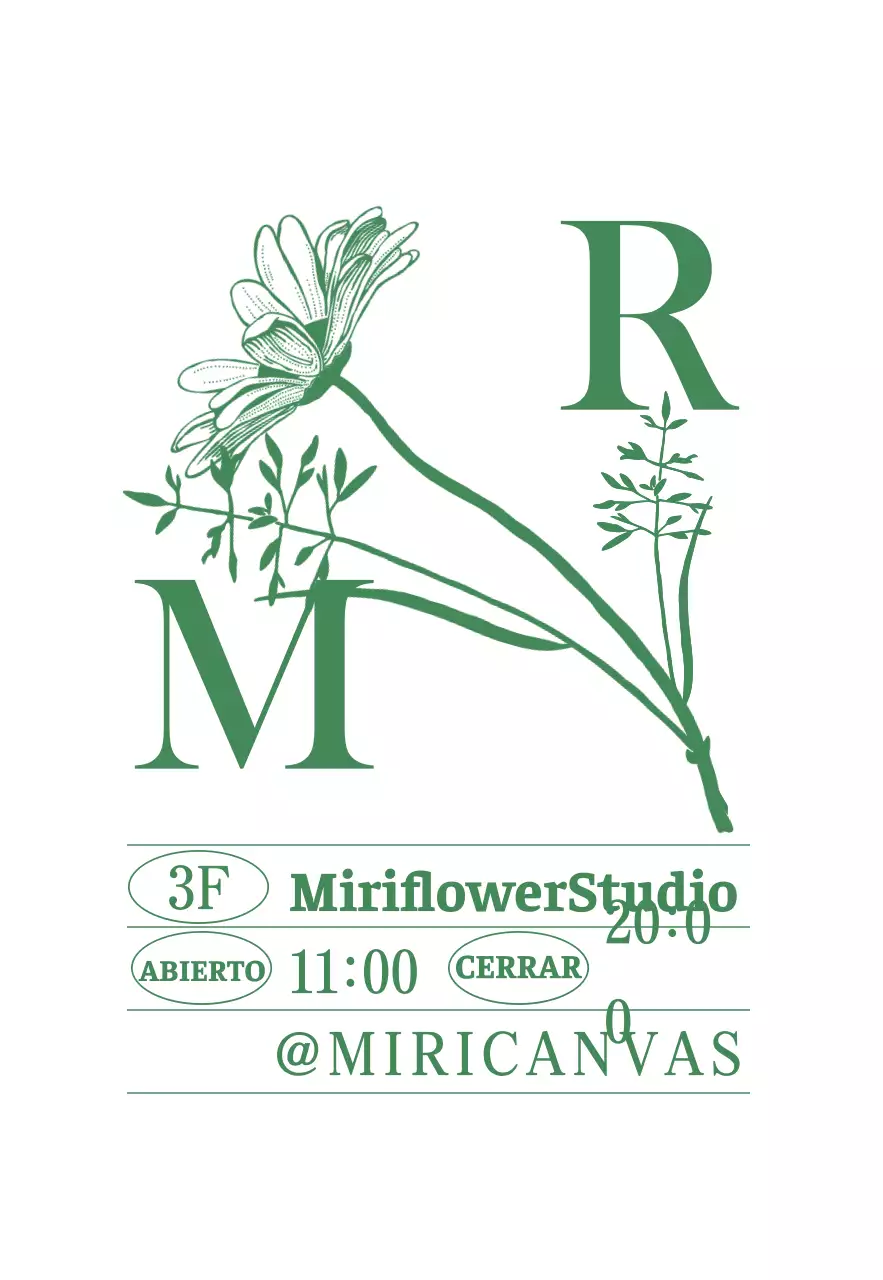 Florista con ilustración de flor verde