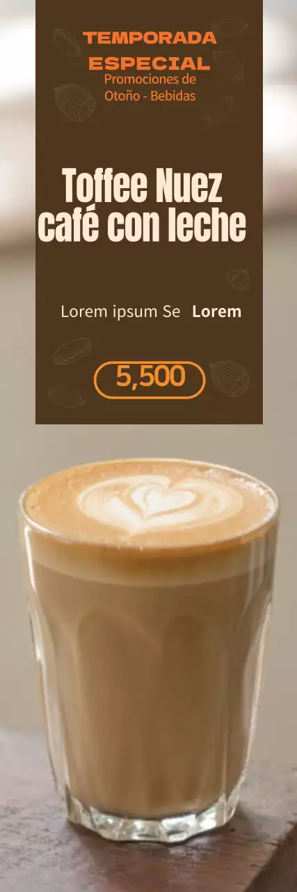 Promociona el menú de otoño de tu cafetería con calidez marrón