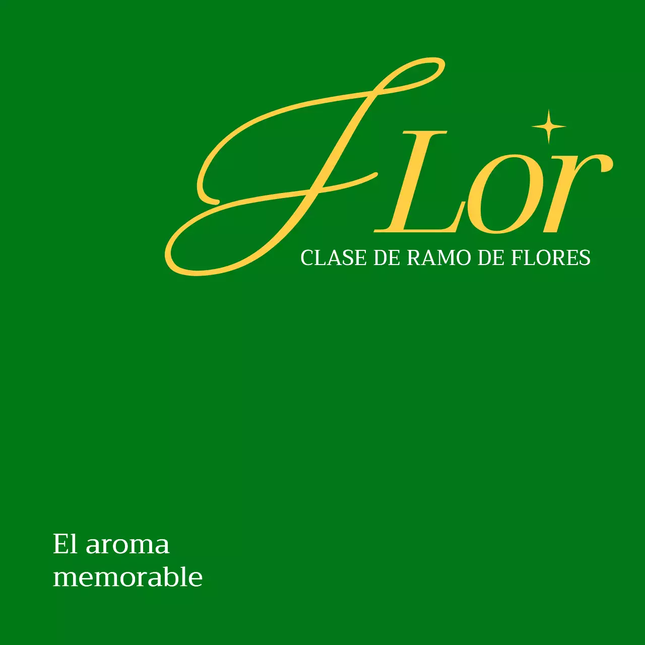 Texto sencillo en verde y amarillo para promocionar una floristería