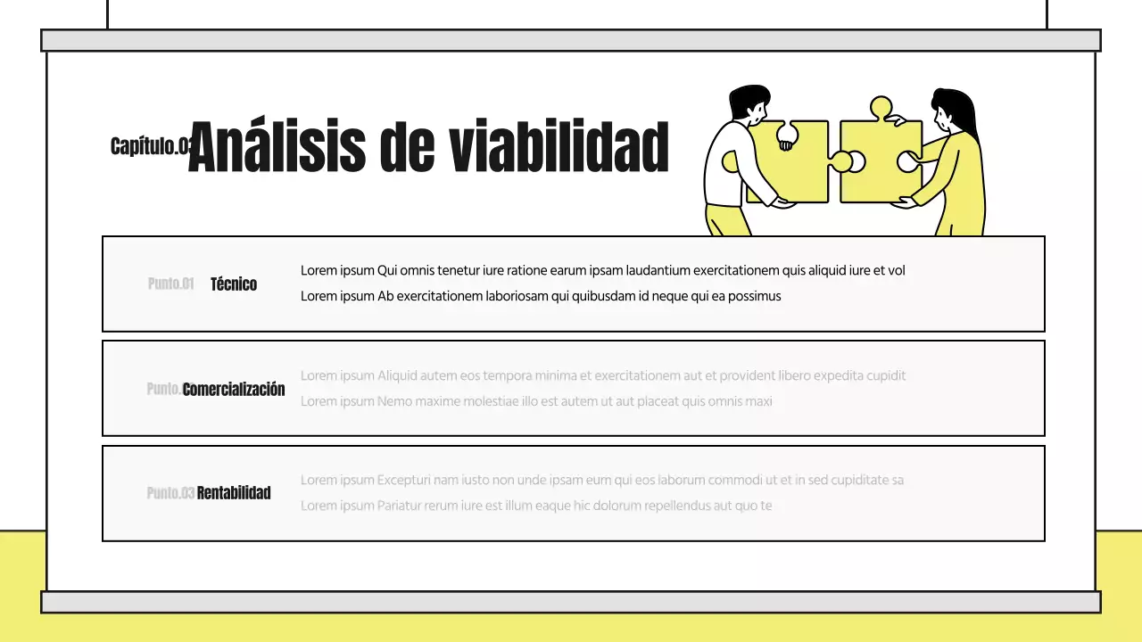 Un simpático informe de análisis ilustrado con detalles en amarillo y negro