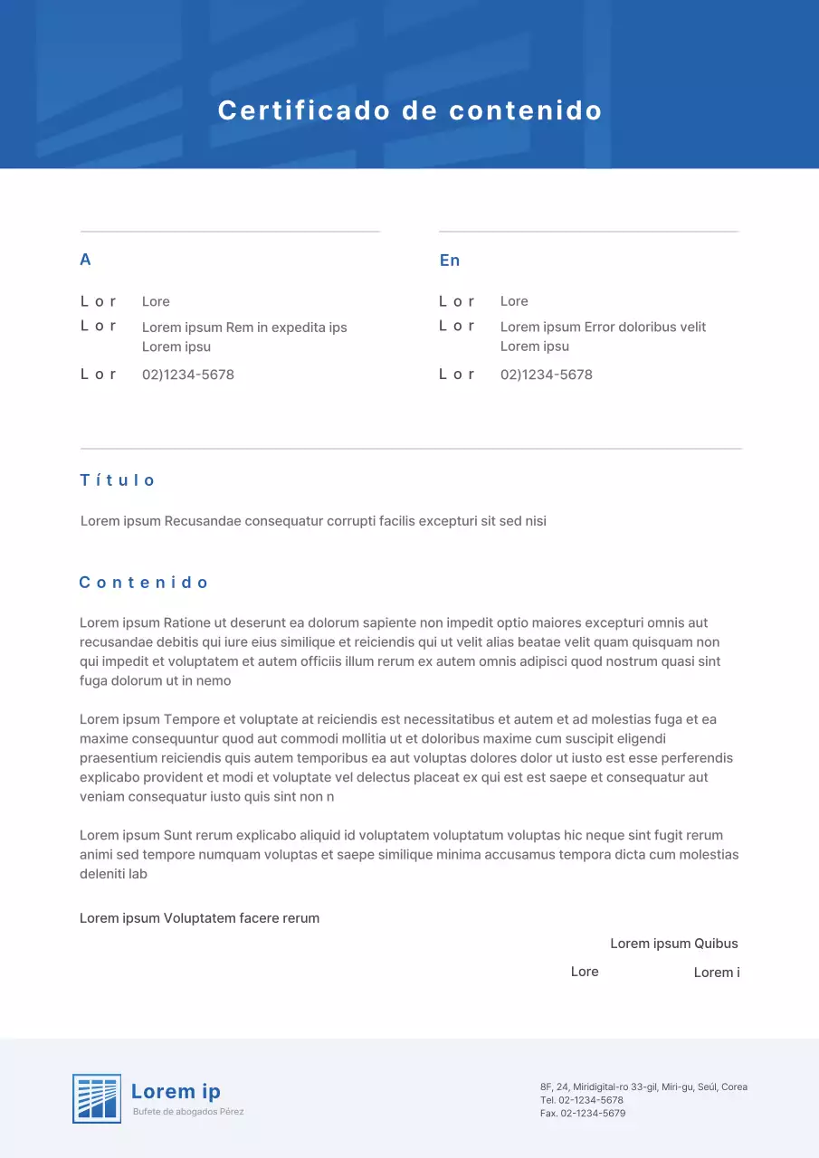 Concepto de logotipo limpio en blanco y azul Prueba de contenido