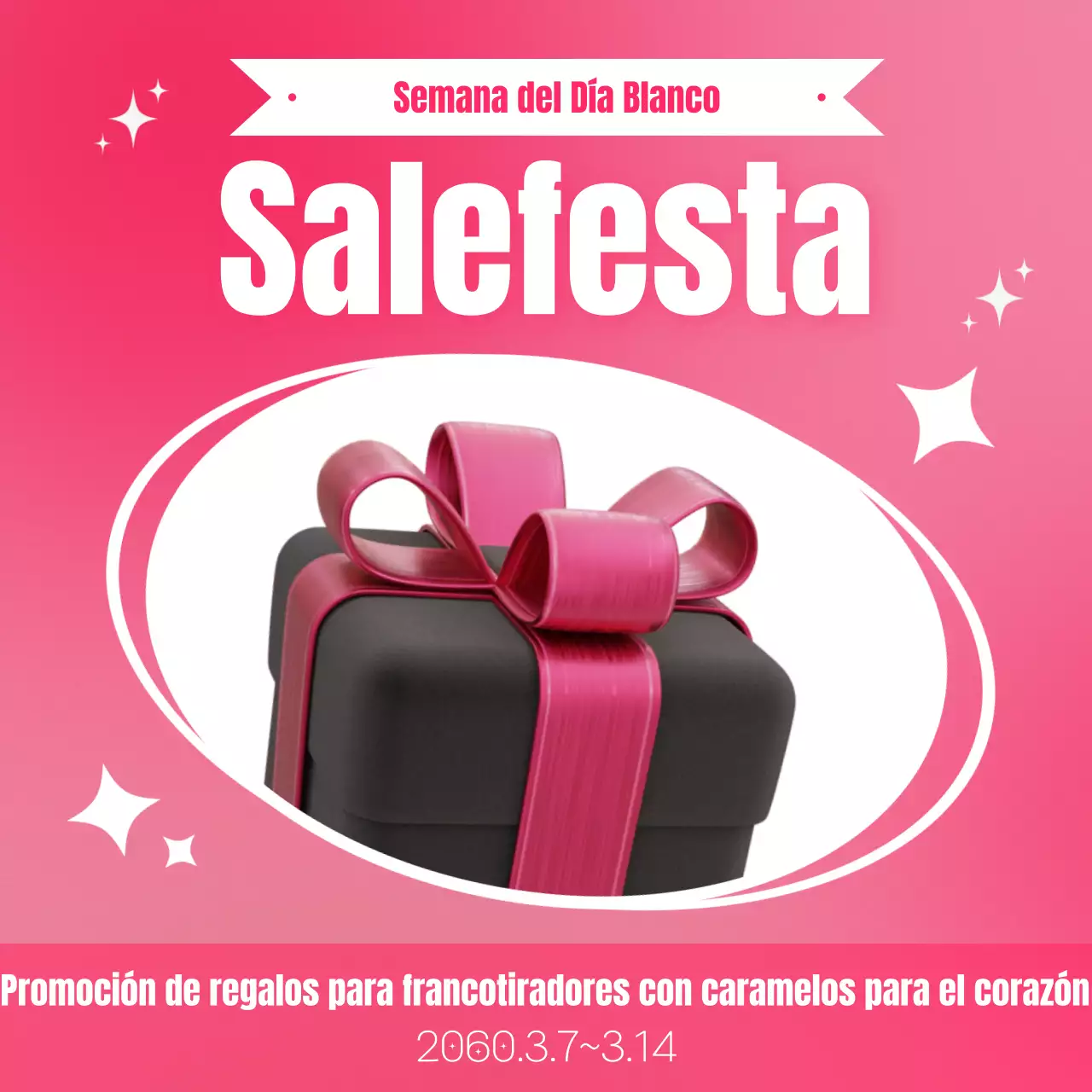 Promoción de regalo del Día Blanco con purpurina sobre fondo rosa