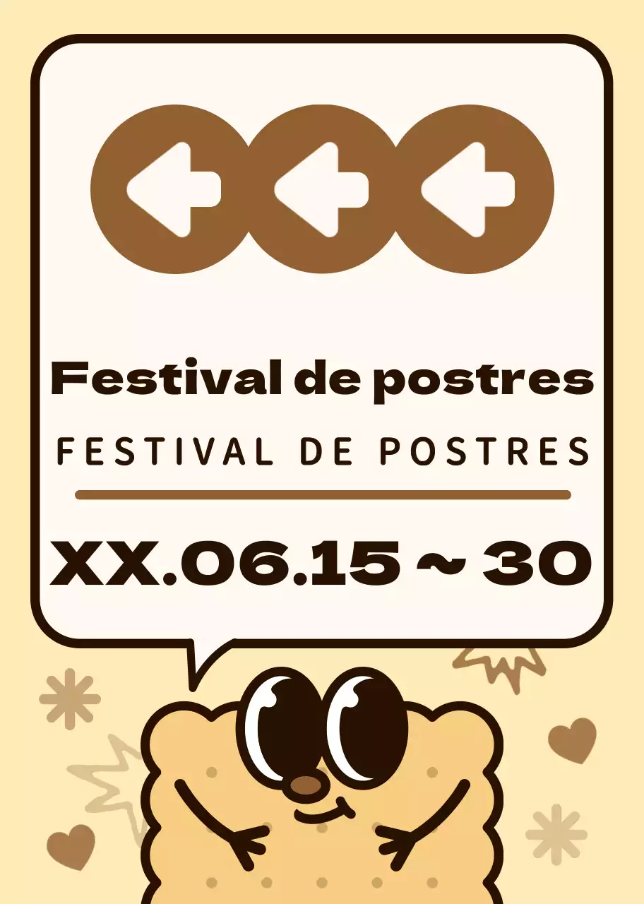 Combinación de colores marrón y rosa Simpáticos personajes de galletas y bocadillos estilo ilustración Cómo llegar a la fiesta de los postres